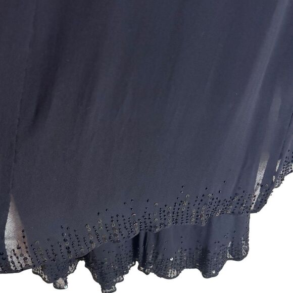 Jones New York 100% Silk Dress w/attached Jacket Sheer Sleeves Beaded Hem Sz. 14 - Picture 7 of 8